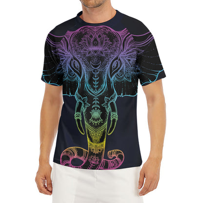Colorful Spiritual Elephant Print Men's Short Sleeve Rash Guard
