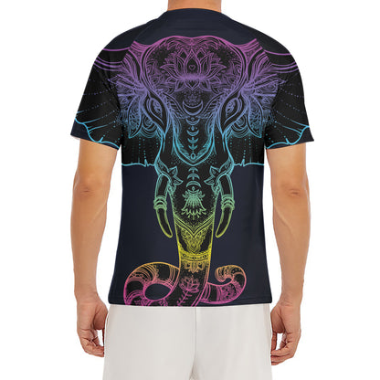 Colorful Spiritual Elephant Print Men's Short Sleeve Rash Guard