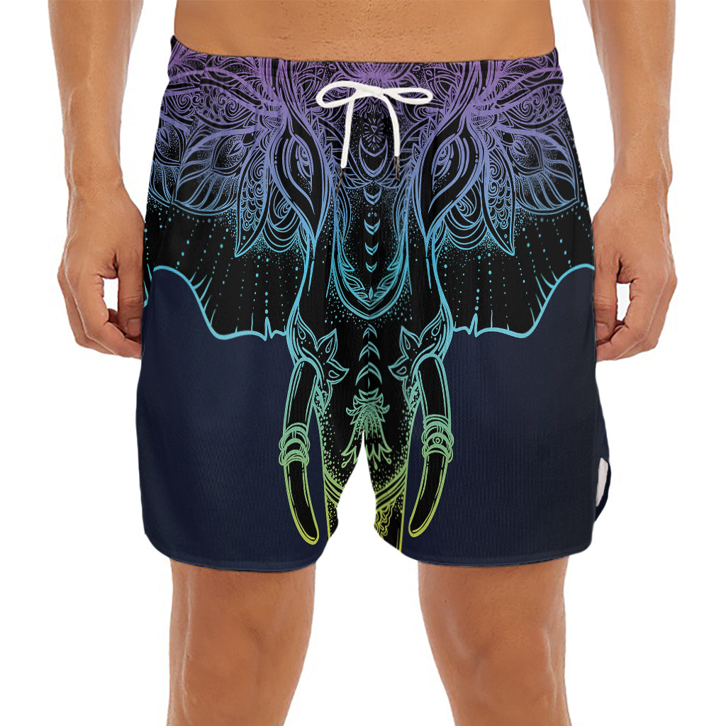 Colorful Spiritual Elephant Print Men's Split Running Shorts