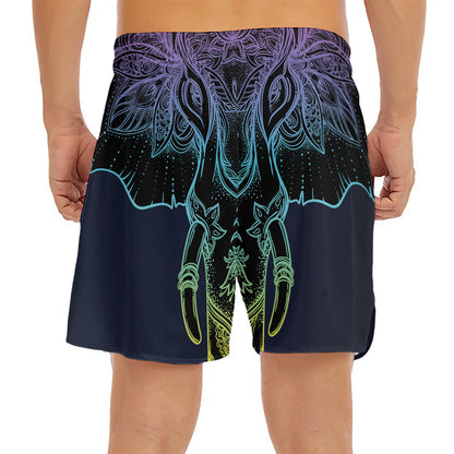 Colorful Spiritual Elephant Print Men's Split Running Shorts