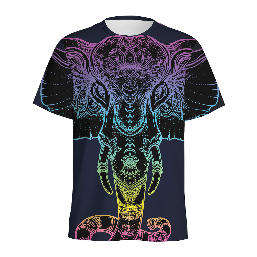 Colorful Spiritual Elephant Print Men's Sports T-Shirt