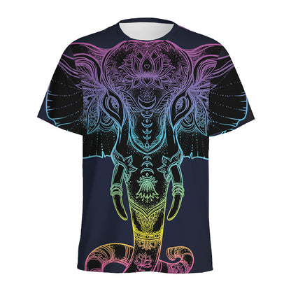 Colorful Spiritual Elephant Print Men's Sports T-Shirt