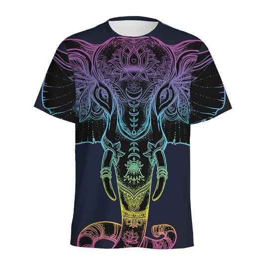 Colorful Spiritual Elephant Print Men's Sports T-Shirt