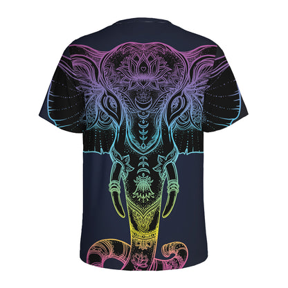 Colorful Spiritual Elephant Print Men's Sports T-Shirt