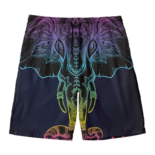 Colorful Spiritual Elephant Print Men's Swim Trunks