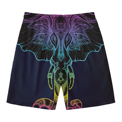 Colorful Spiritual Elephant Print Men's Swim Trunks