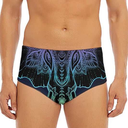Colorful Spiritual Elephant Print Men's Triangle Swim Briefs