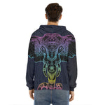 Colorful Spiritual Elephant Print Men's Velvet Pullover Hoodie