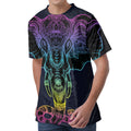 Colorful Spiritual Elephant Print Men's Velvet T-Shirt
