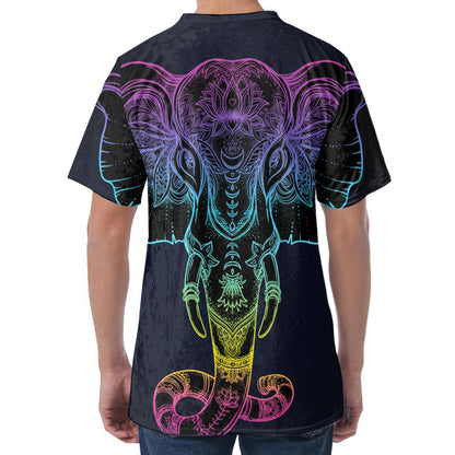 Colorful Spiritual Elephant Print Men's Velvet T-Shirt