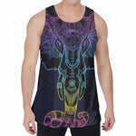 Colorful Spiritual Elephant Print Men's Velvet Tank Top