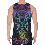 Colorful Spiritual Elephant Print Men's Velvet Tank Top