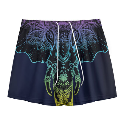 Colorful Spiritual Elephant Print Mesh Shorts