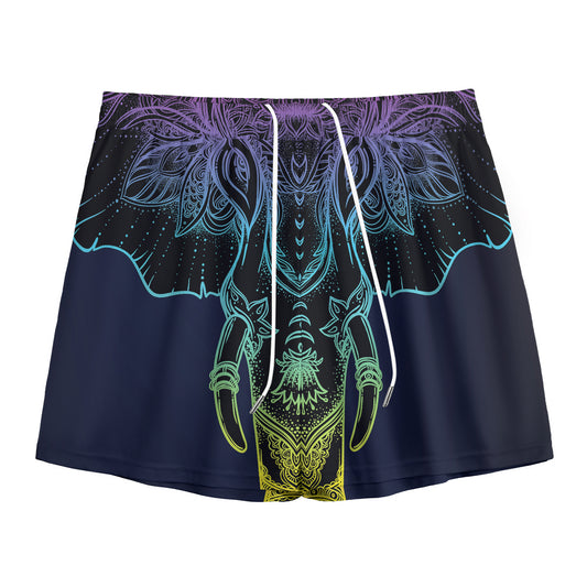 Colorful Spiritual Elephant Print Mesh Shorts