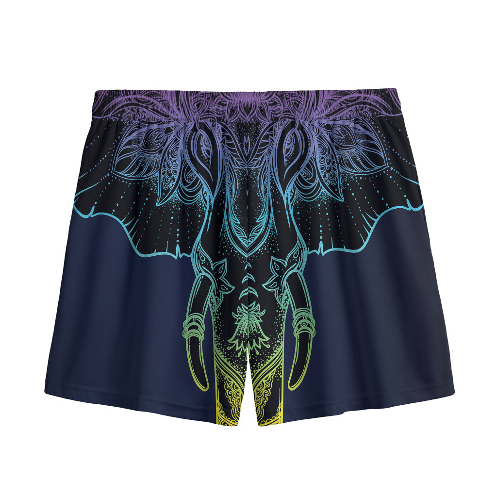 Colorful Spiritual Elephant Print Mesh Shorts