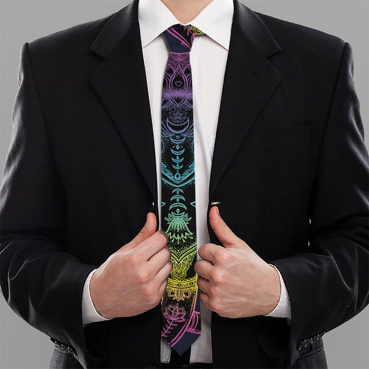 Colorful Spiritual Elephant Print Necktie