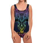 Colorful Spiritual Elephant Print One Piece Swimsuit