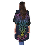 Colorful Spiritual Elephant Print Open Front Beach Cover Up