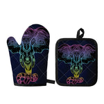Colorful Spiritual Elephant Print Oven Mitt And Pot Holder Set