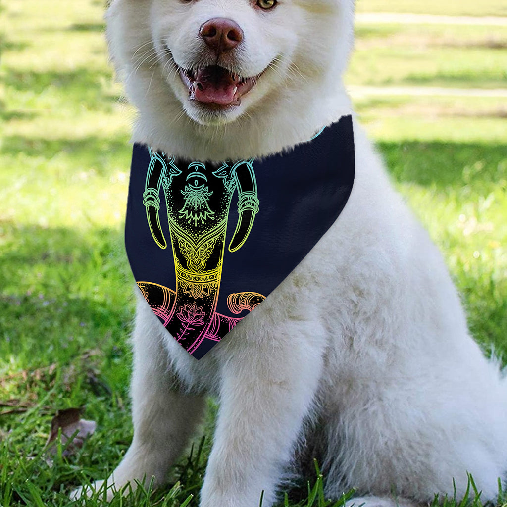 Colorful Spiritual Elephant Print Over The Collar Dog Bandana