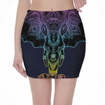 Colorful Spiritual Elephant Print Pencil Mini Skirt