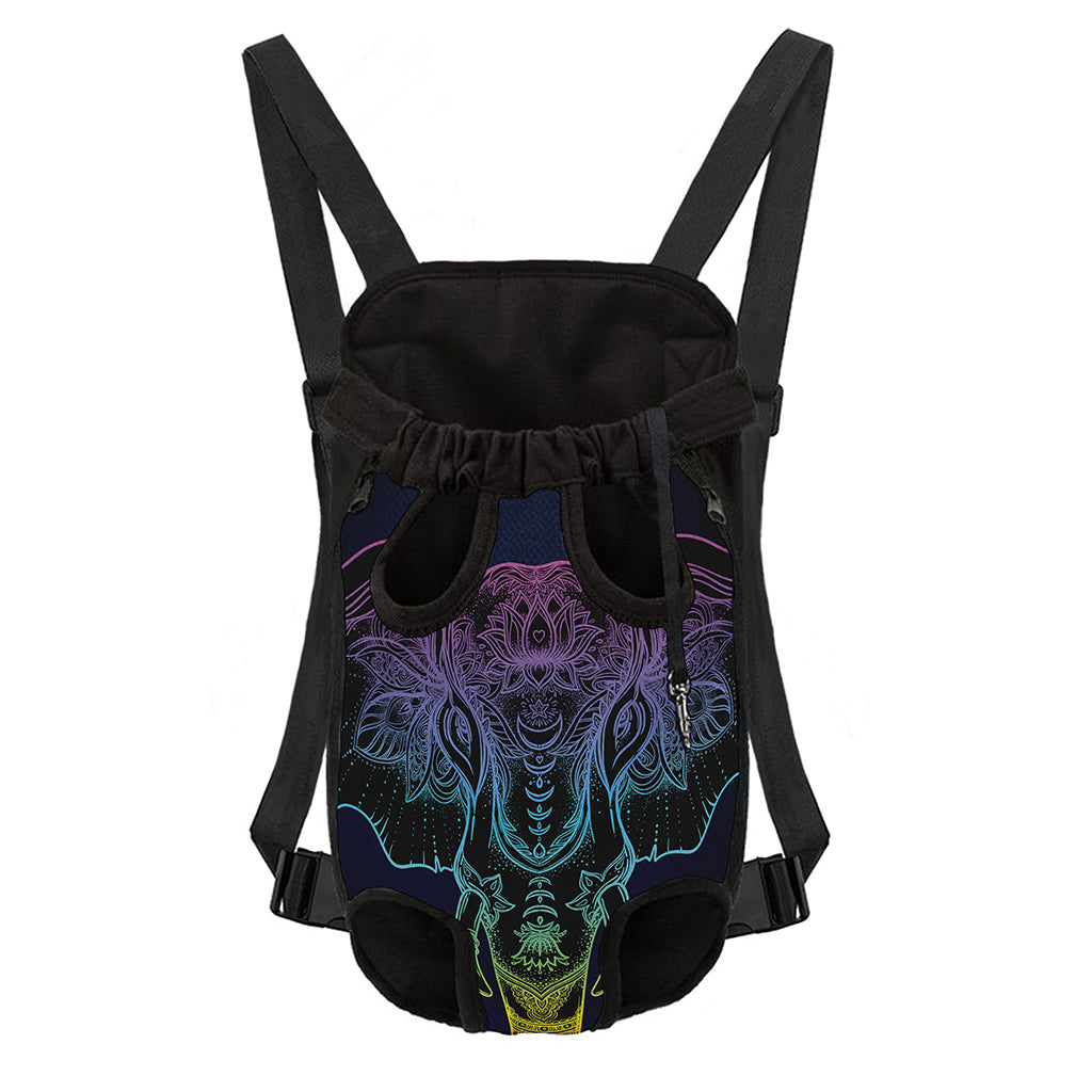 Colorful Spiritual Elephant Print Pet Carrier Backpack