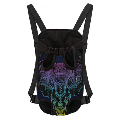 Colorful Spiritual Elephant Print Pet Carrier Backpack