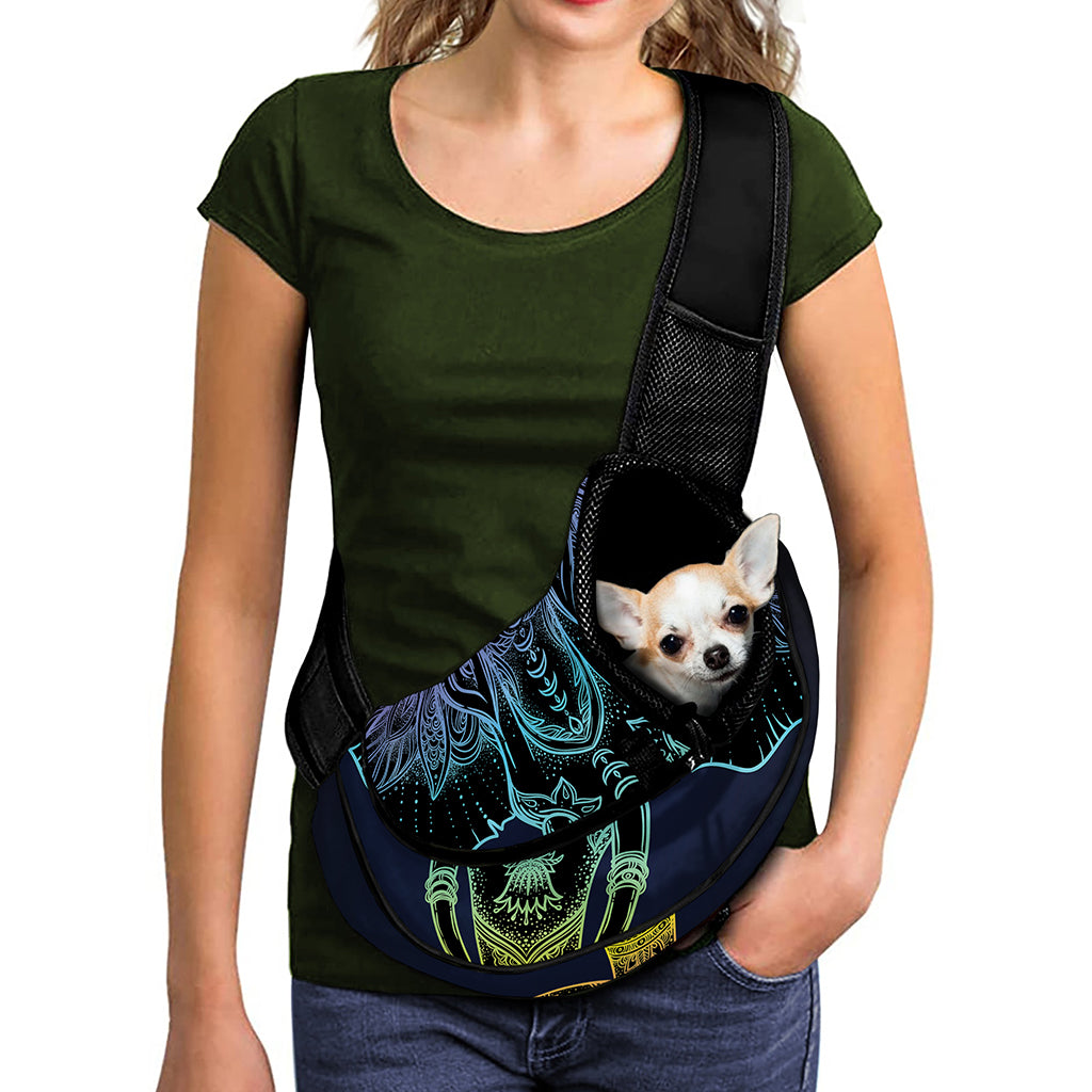Colorful Spiritual Elephant Print Pet Sling Carrier