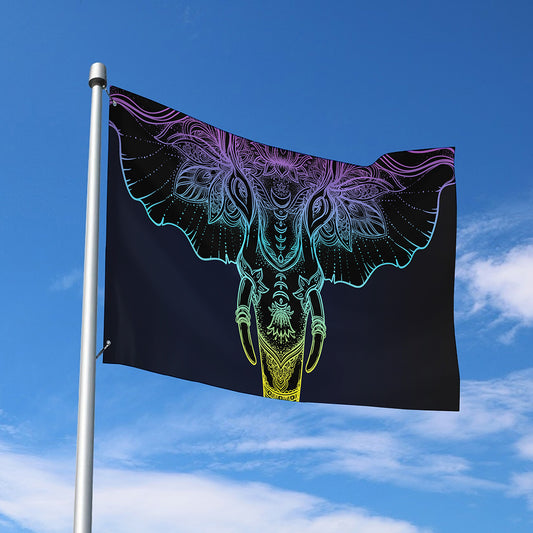 Colorful Spiritual Elephant Print Polyester Flag