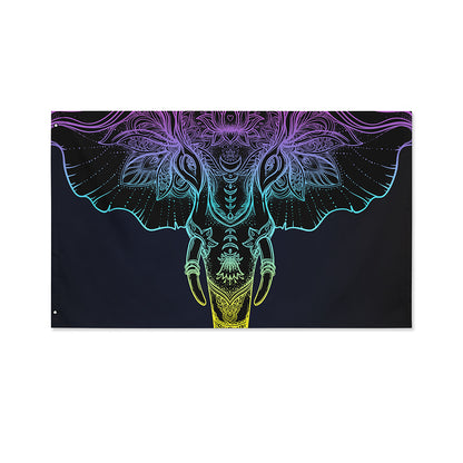 Colorful Spiritual Elephant Print Polyester Flag
