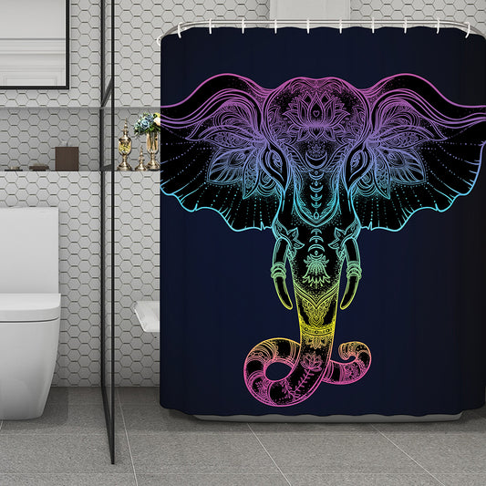Colorful Spiritual Elephant Print Polyester Shower Curtain