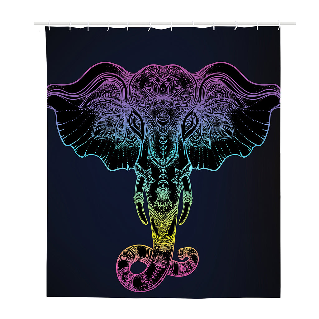 Colorful Spiritual Elephant Print Polyester Shower Curtain