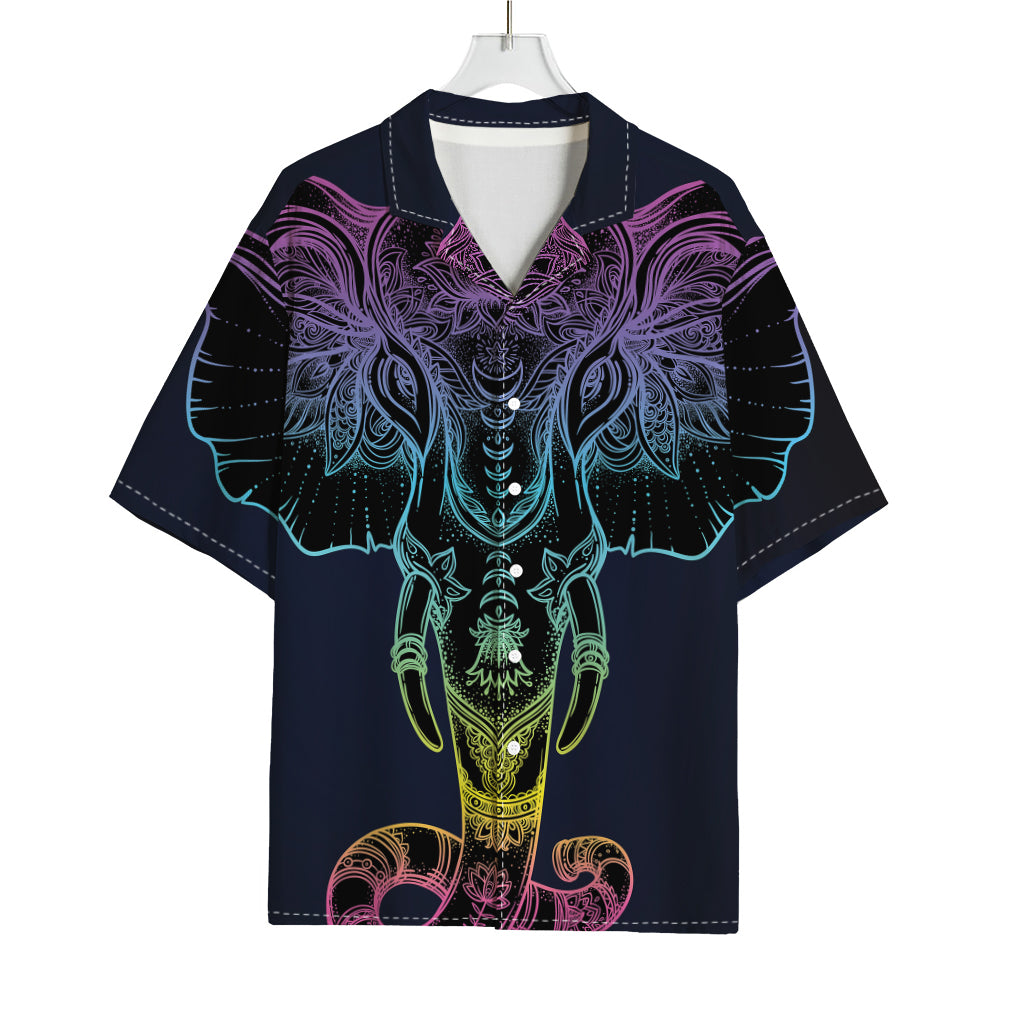 Colorful Spiritual Elephant Print Rayon Hawaiian Shirt