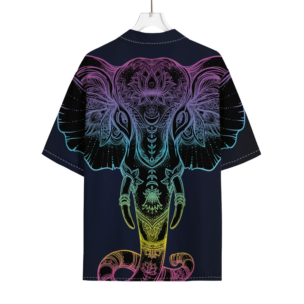 Colorful Spiritual Elephant Print Rayon Hawaiian Shirt