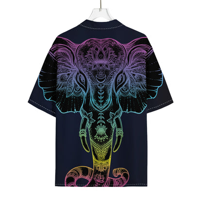 Colorful Spiritual Elephant Print Rayon Hawaiian Shirt