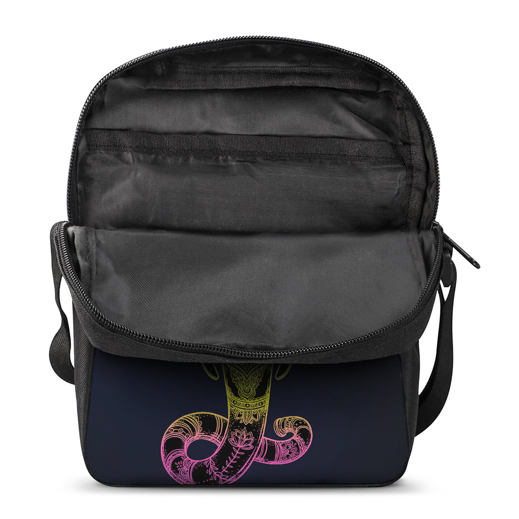 Colorful Spiritual Elephant Print Rectangular Crossbody Bag