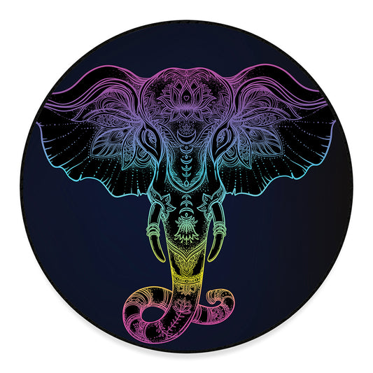 Colorful Spiritual Elephant Print Round Floor Mat