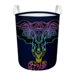 Colorful Spiritual Elephant Print Round Laundry Basket
