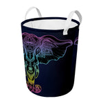 Colorful Spiritual Elephant Print Round Laundry Basket