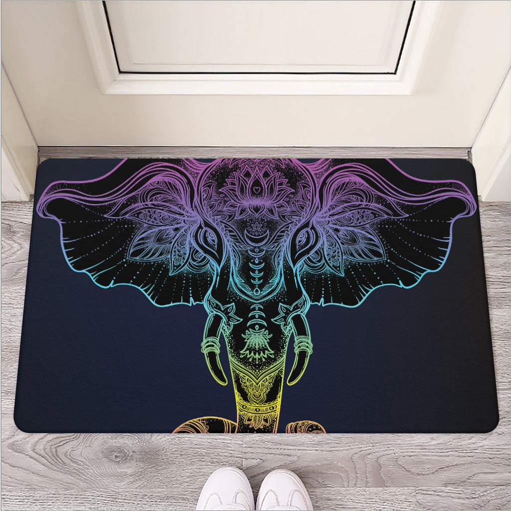 Colorful Spiritual Elephant Print Rubber Doormat