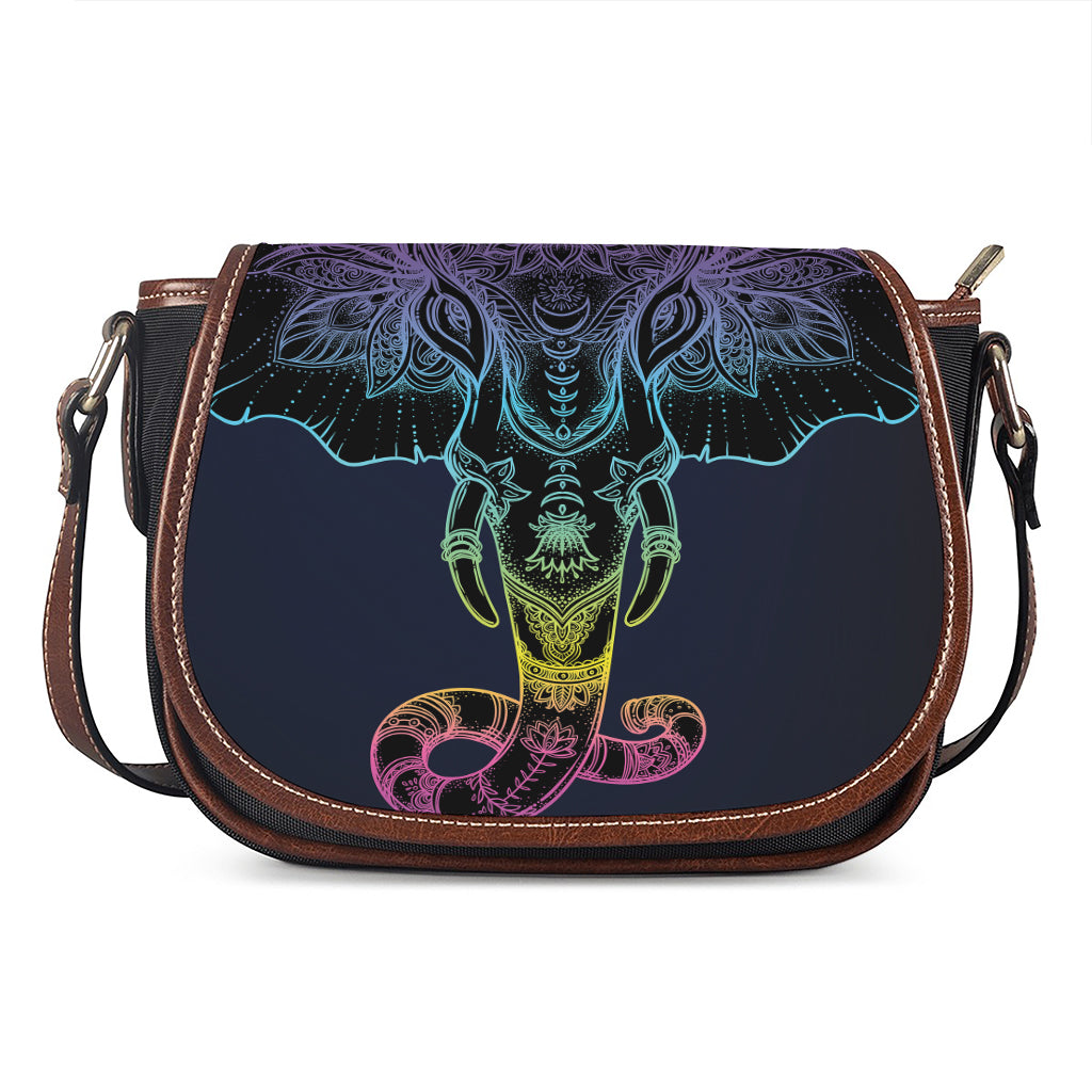 Colorful Spiritual Elephant Print Saddle Bag