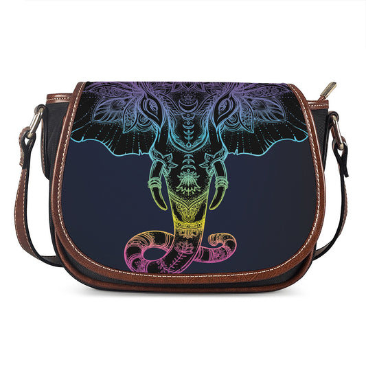 Colorful Spiritual Elephant Print Saddle Bag