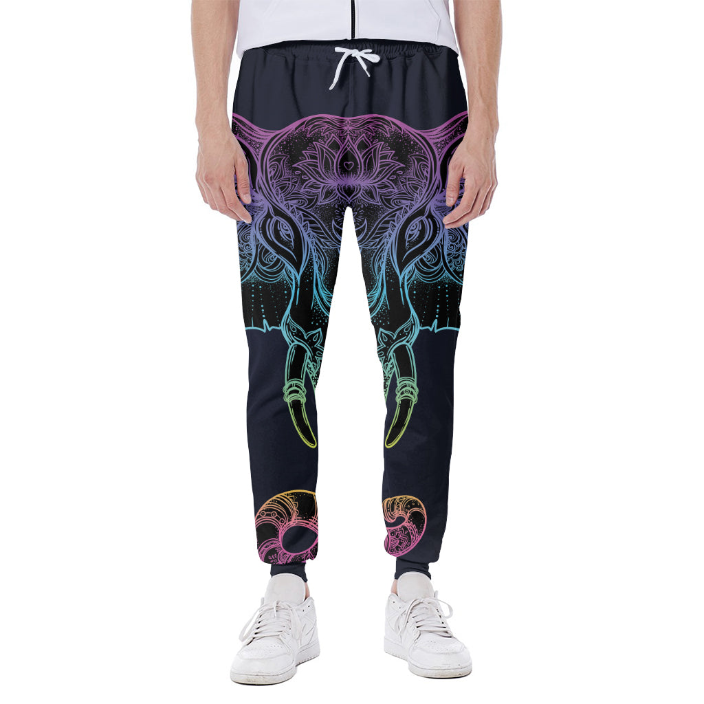 Colorful Spiritual Elephant Print Scuba Joggers