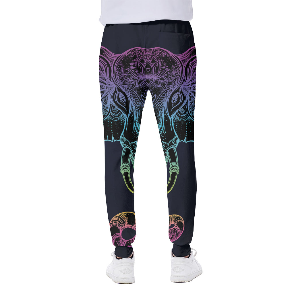 Colorful Spiritual Elephant Print Scuba Joggers