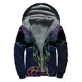Colorful Spiritual Elephant Print Sherpa Lined Zip Up Hoodie