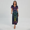 Colorful Spiritual Elephant Print Short Sleeve Maxi Dress