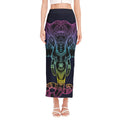 Colorful Spiritual Elephant Print Side Slit Maxi Skirt