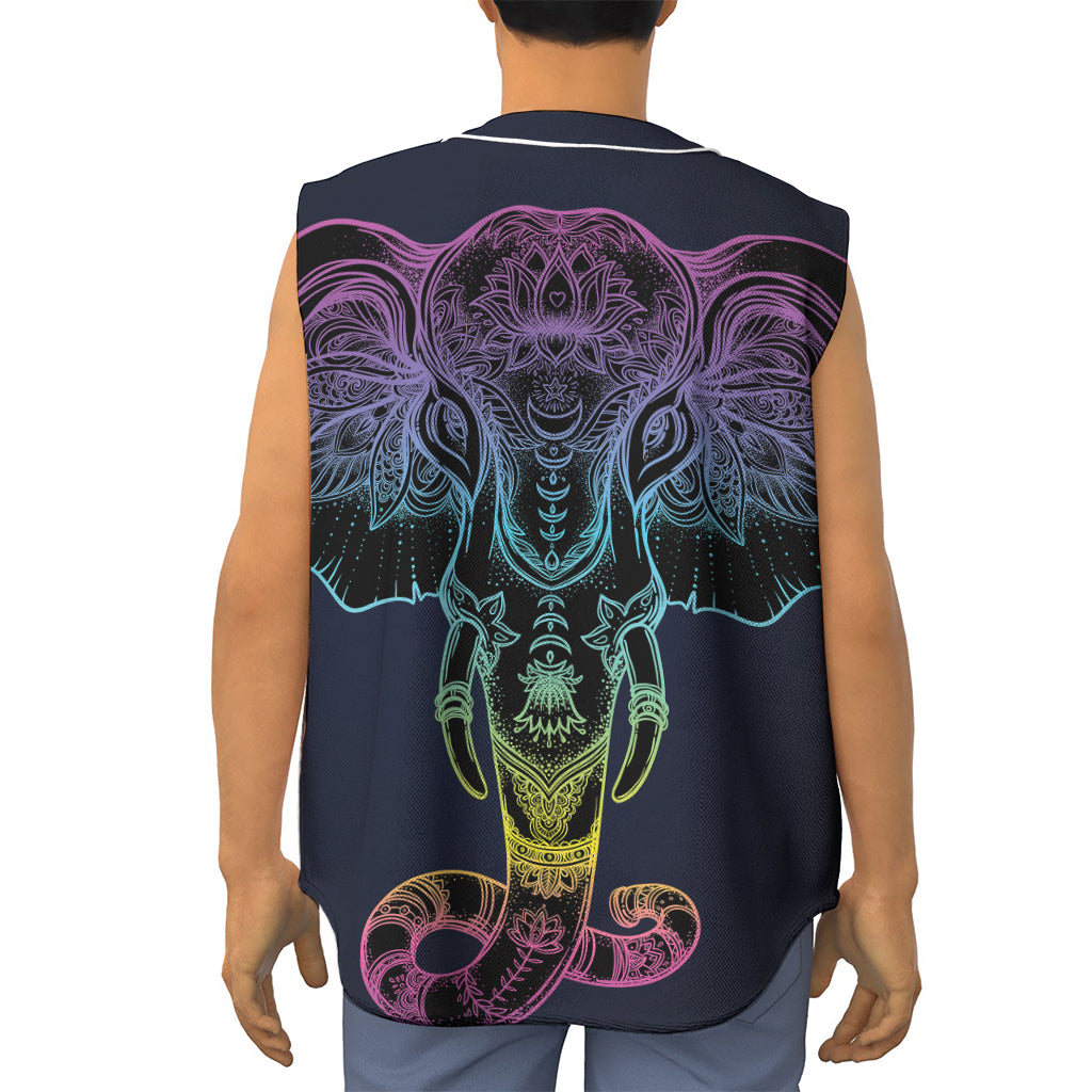 Colorful Spiritual Elephant Print Sleeveless Baseball Jersey