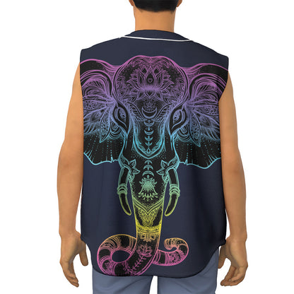 Colorful Spiritual Elephant Print Sleeveless Baseball Jersey