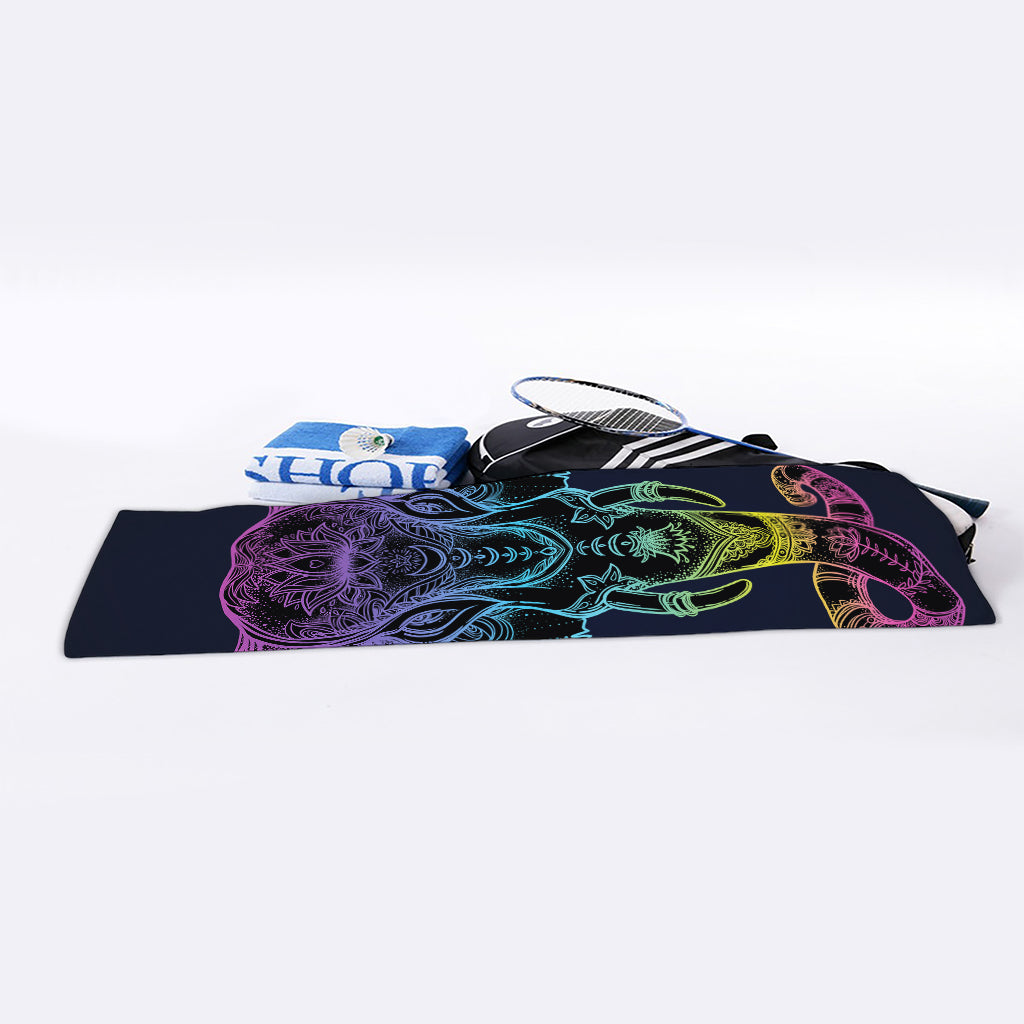 Colorful Spiritual Elephant Print Sports Towel